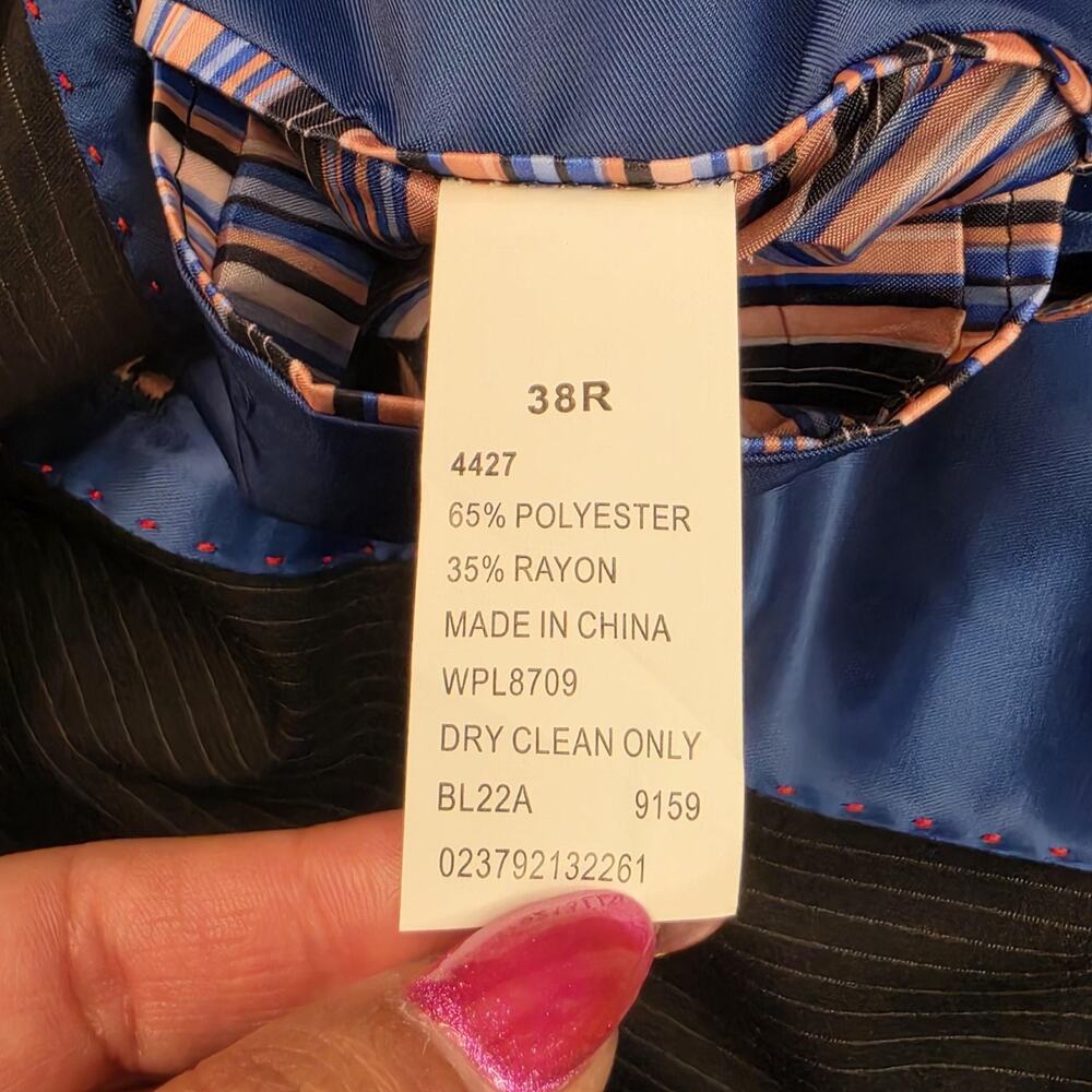 Billy London Blazer Mens 38R Gray Pinstripe Suit Jacket Classic Business Lined - Picture 4 of 11